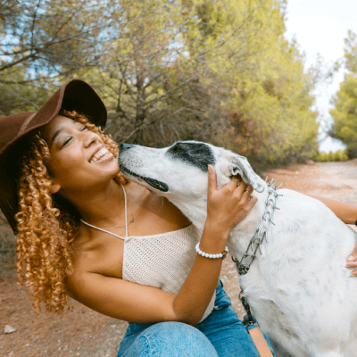 woman with her dog